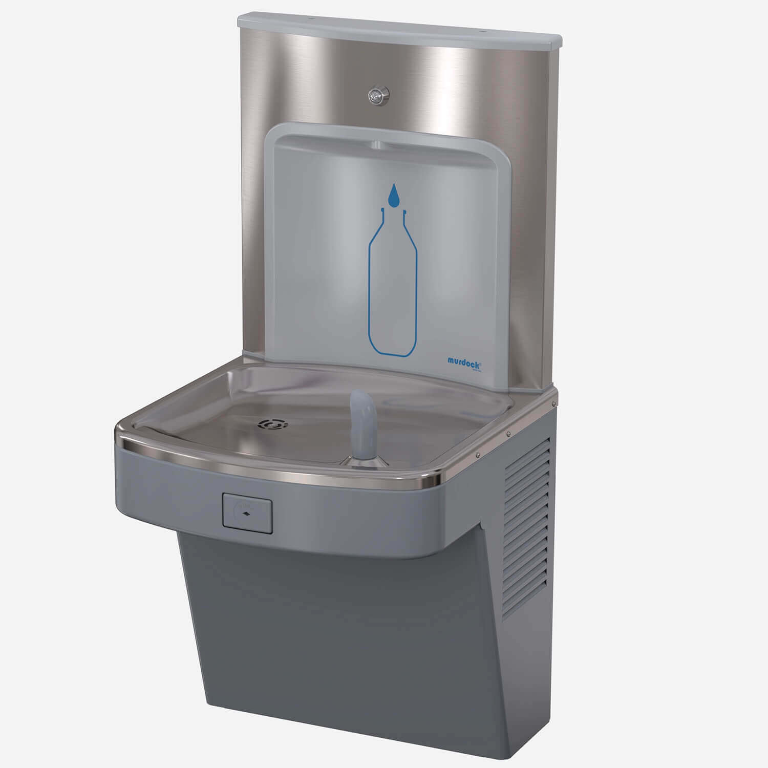 Wall-Mounted, Push Button Drinking Fountain with H2O-to-Go!® Touchless Water Bottle Filling Station - Non-Refrigerated, ADA, Stainless Steel