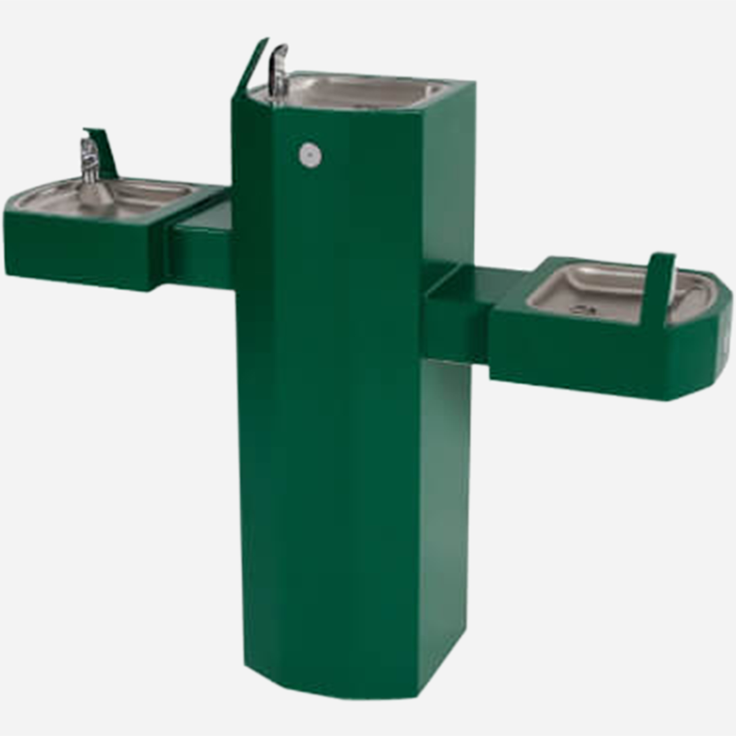 Model GSQ45 Barrier-Free Tri-Level Square Stainless Steel Pedestal Drinking Fountain