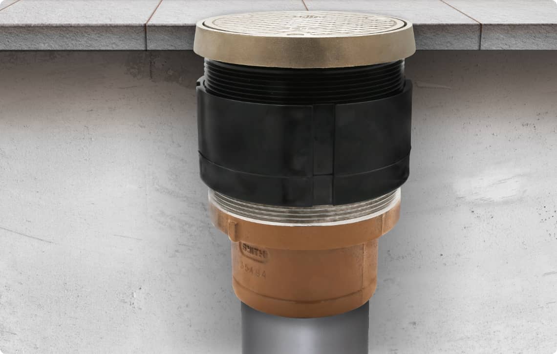 contractor labor saving, pre-assembled floor drain cleanout from Jay R. Smith Mfg. Co.