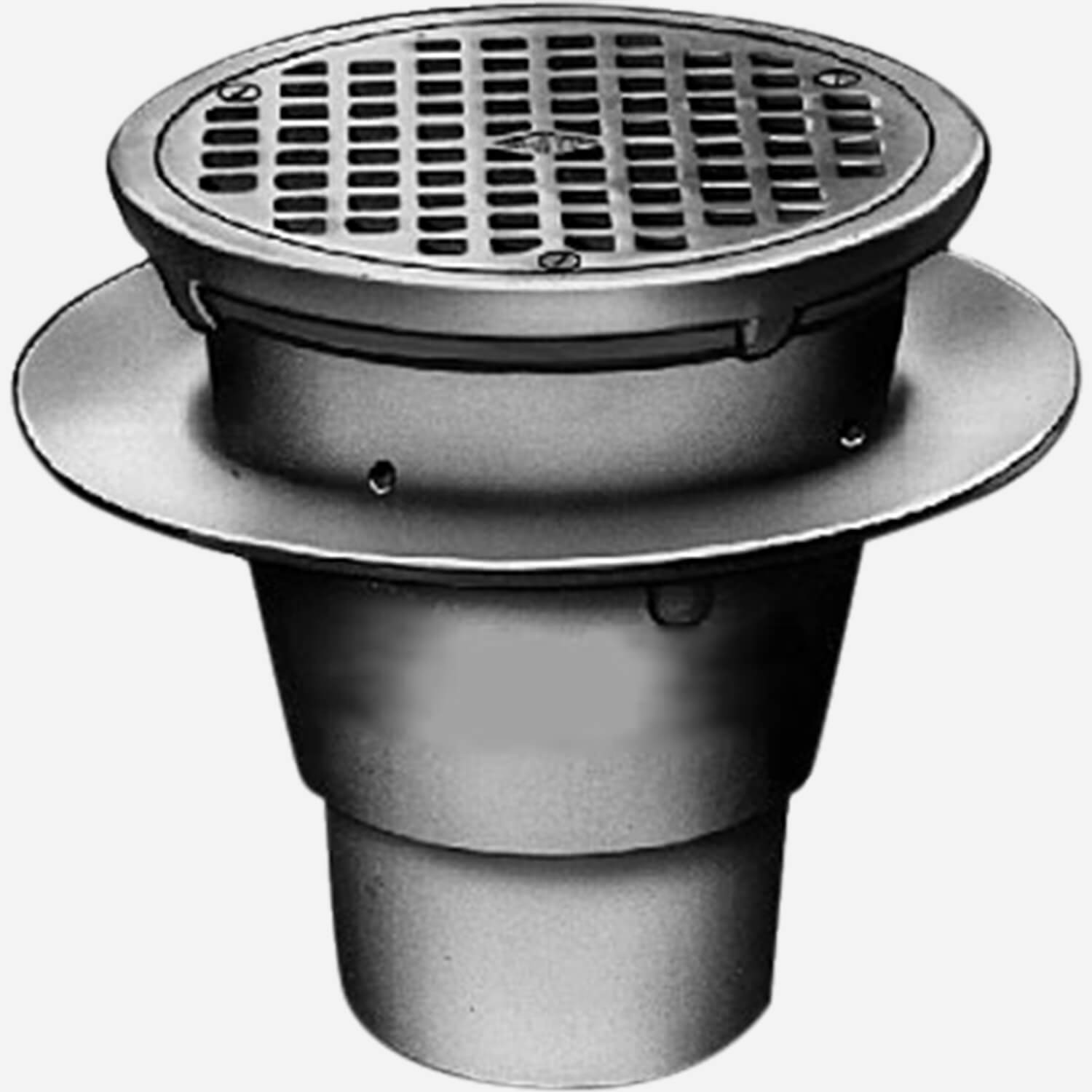 Sani-Ceptor® Sanitary Acid Resistant Coated Sanitary Floor & Indirect Waste Drains with Deep Receptor and Round Nickel Bronze Top