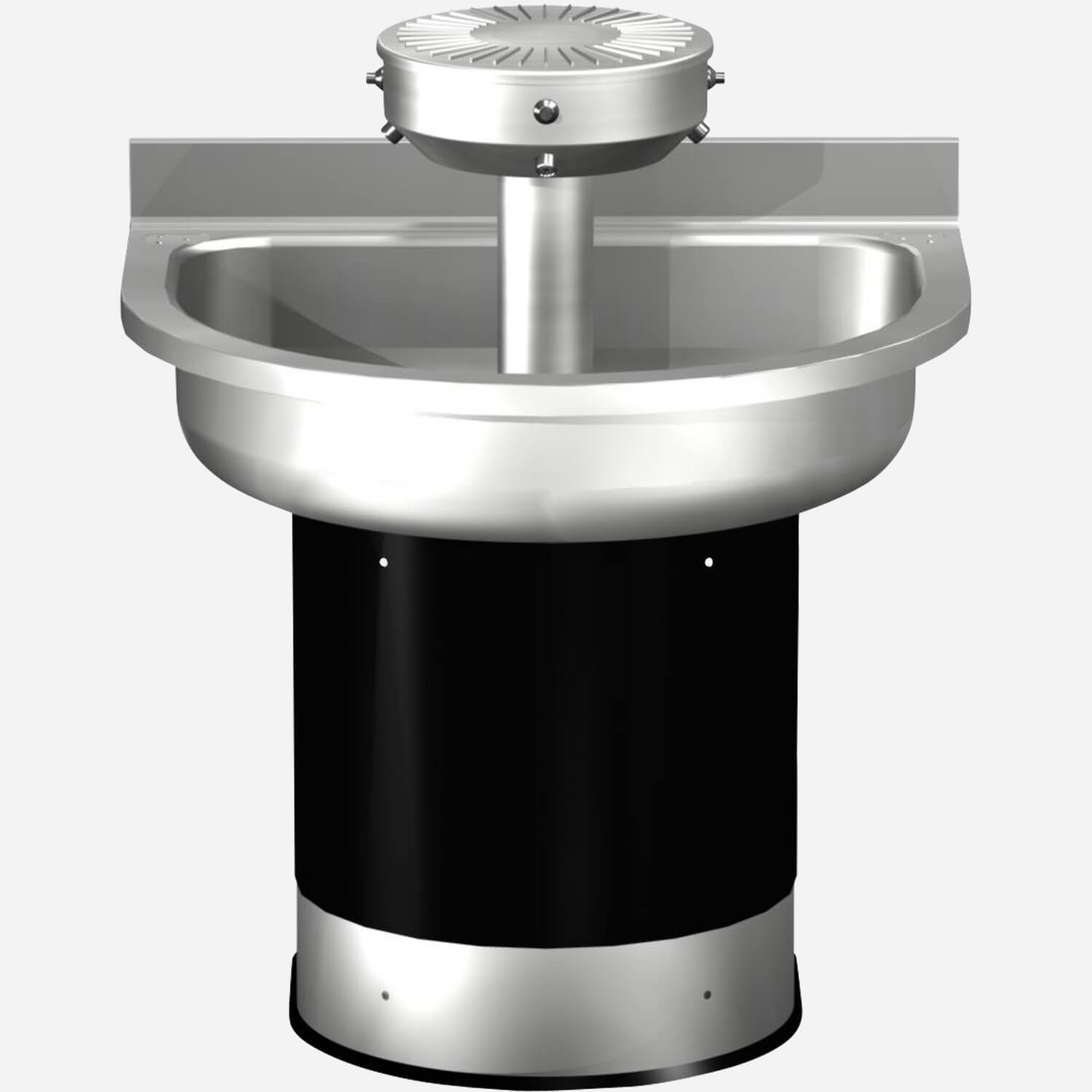 Three Station, On-Floor, 9" Deep Bowl Semi-Circular Wash Fountain