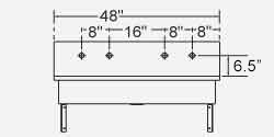 Trough Sink, Two Faucet Punchings per Station