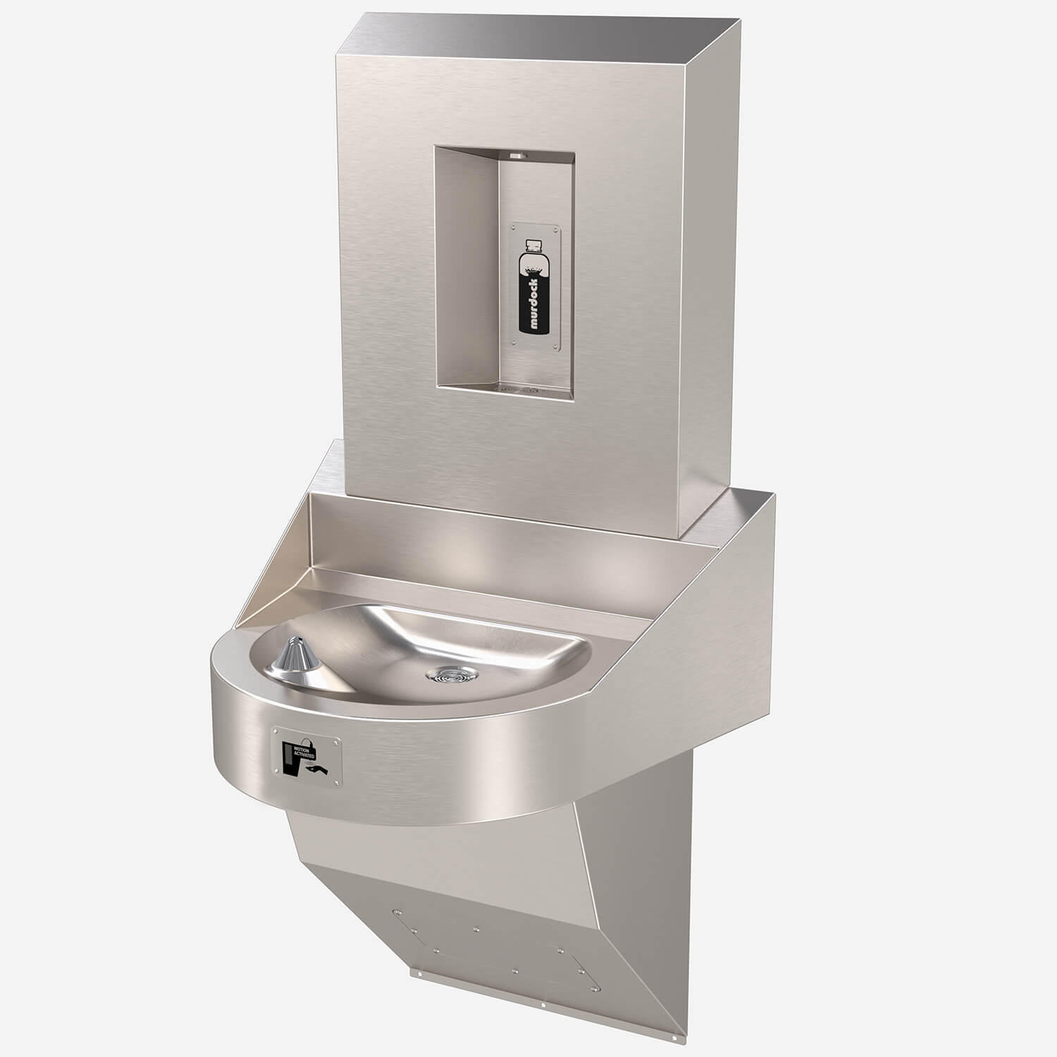 Heavy-Duty, Wall-Mounted, Ligature-Resistant, Touchless Drinking Fountain & Water Bottle Filling Station - Concealed Sensor, Non-Refrigerated, ADA, Stainless Steel