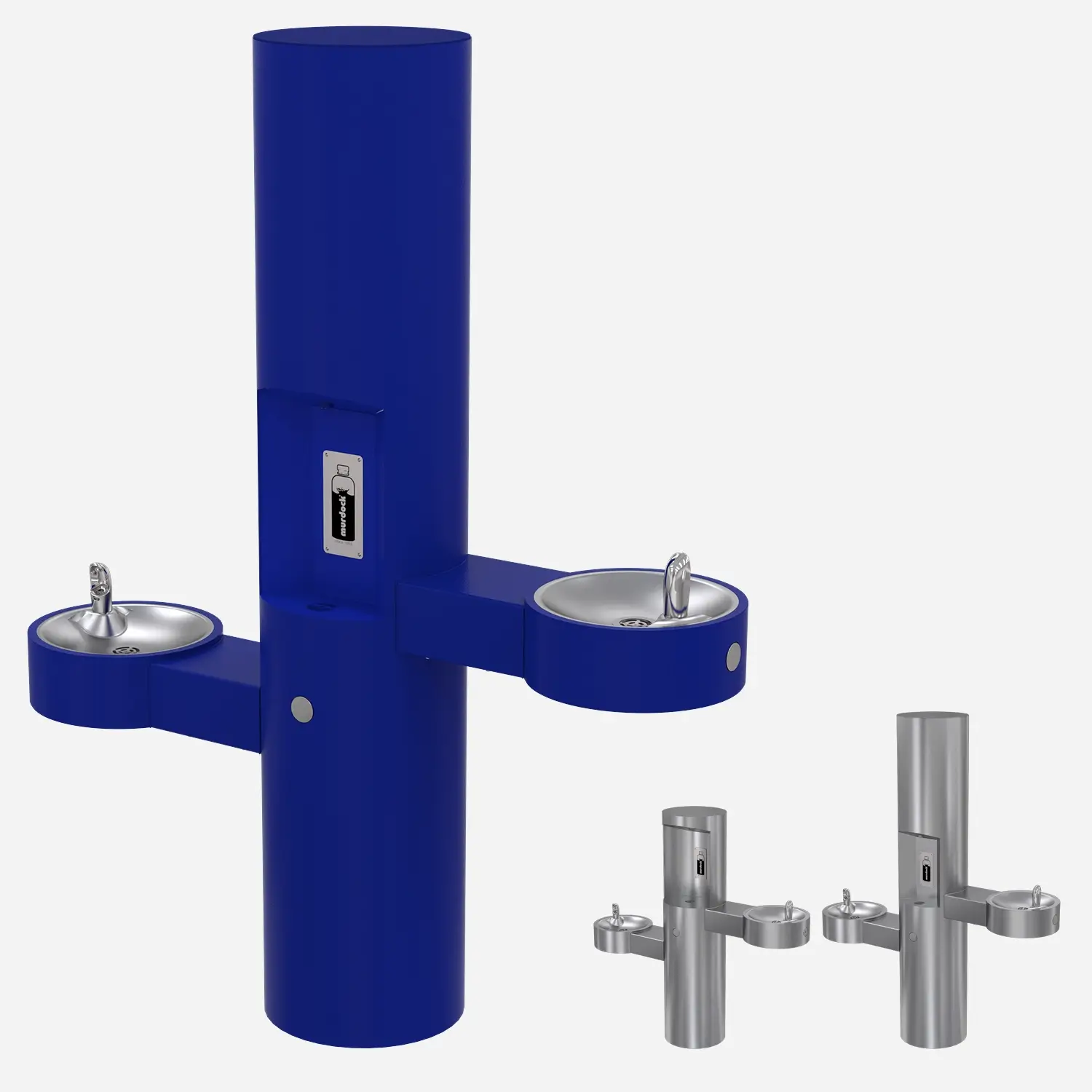 Pre-K Bi-Level Outdoor Drinking Fountain with Water Bottle Filling Station - ADA, Stainless Steel