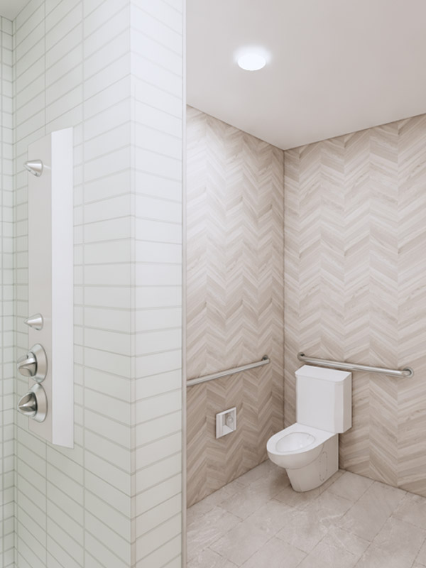 White tiled bathroom