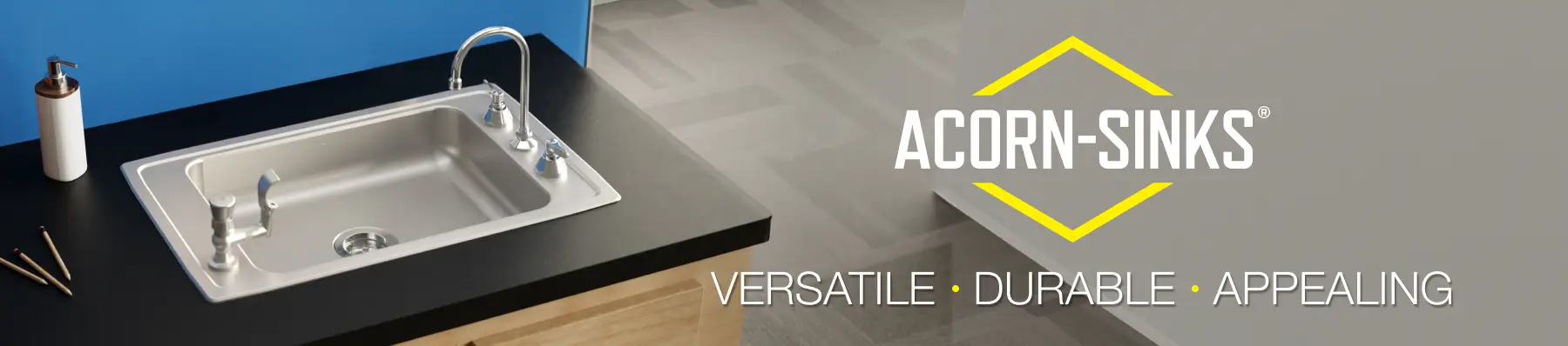 Acorn-Sinks® drop-in sink for classrooms - Versatile, durable, appealing