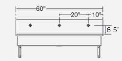 Trough Sink, Single Faucet Punching per Station