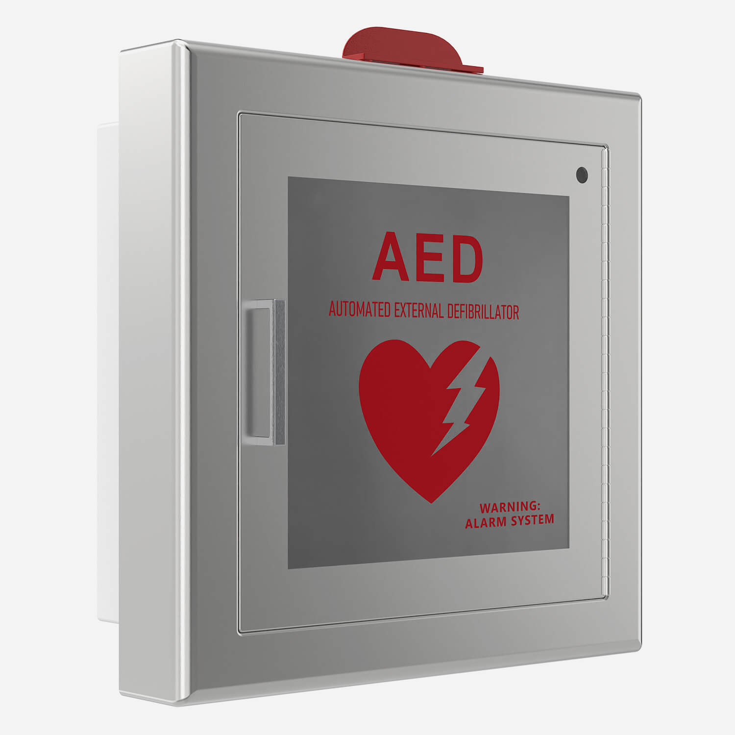 3" Rolled Edge Semi-Recessed Steel 14" x 14" AED Cabinet with Stainless Steel Trim and Door