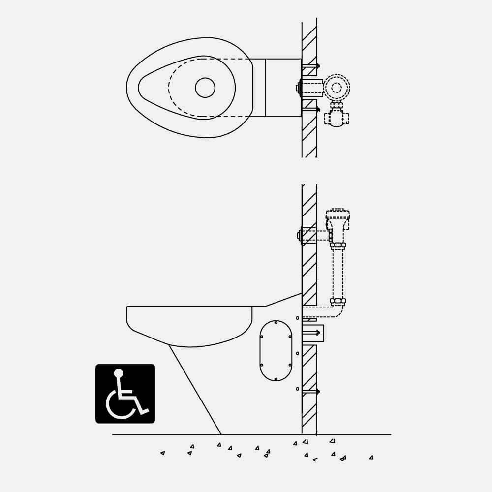 Wall Supply, On-Floor, Wall-Waste,Front Mount, 18