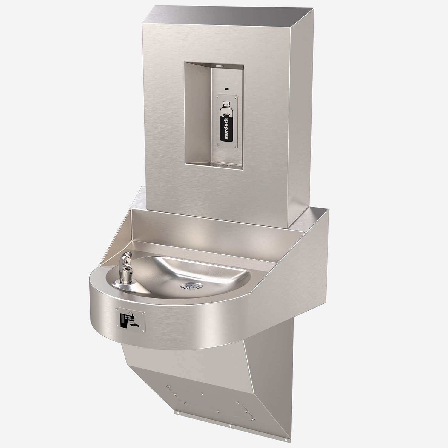 Heavy-Duty, Wall-Mounted, Touchless Drinking Fountain & Water Bottle Filling Station - Concealed Sensor, Non-Refrigerated, ADA, Stainless Steel