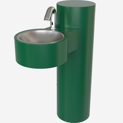GWJ84 Outdoor Hand Washing Station, Pedestal Mount, Stainless Steel, ADA-compliant & Lead-Free