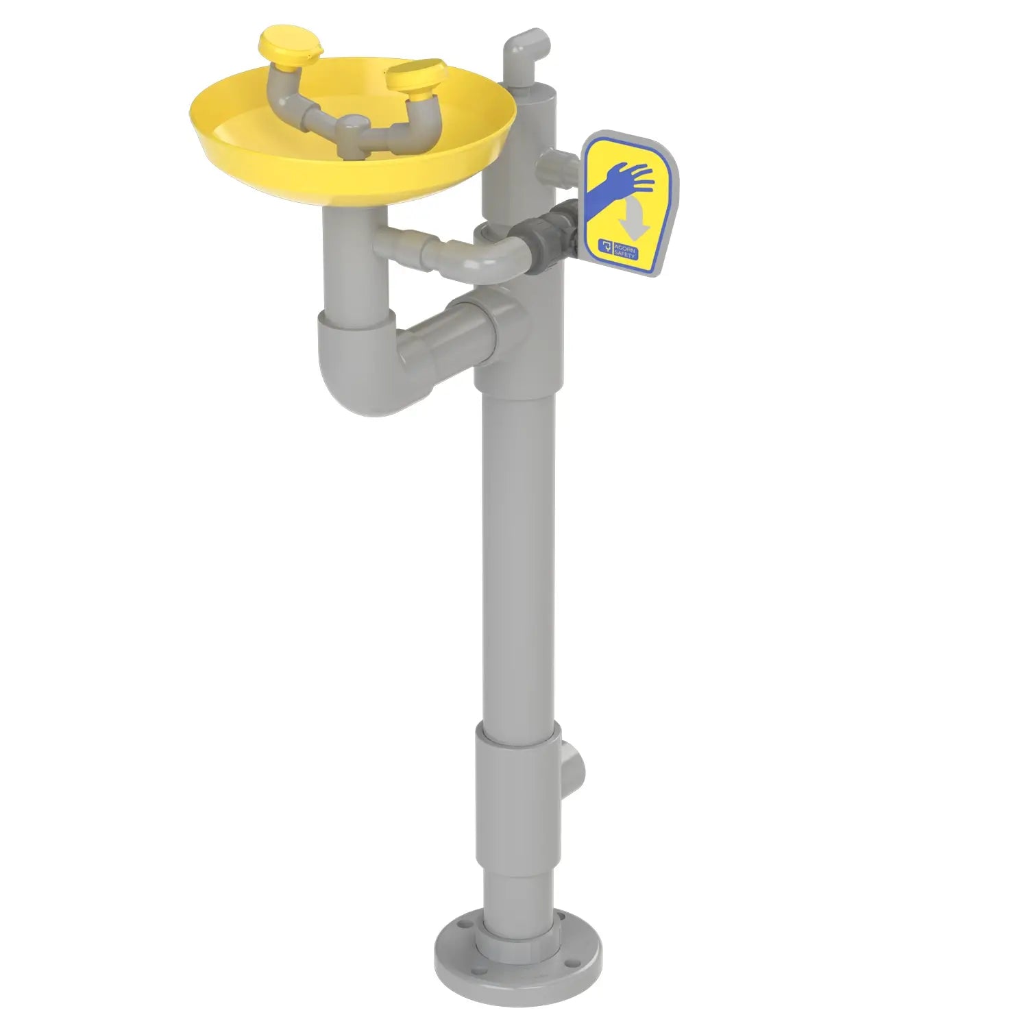 Pedestal Mounted, Eye-Face Wash, Plastic Bowl, PVC and Piping