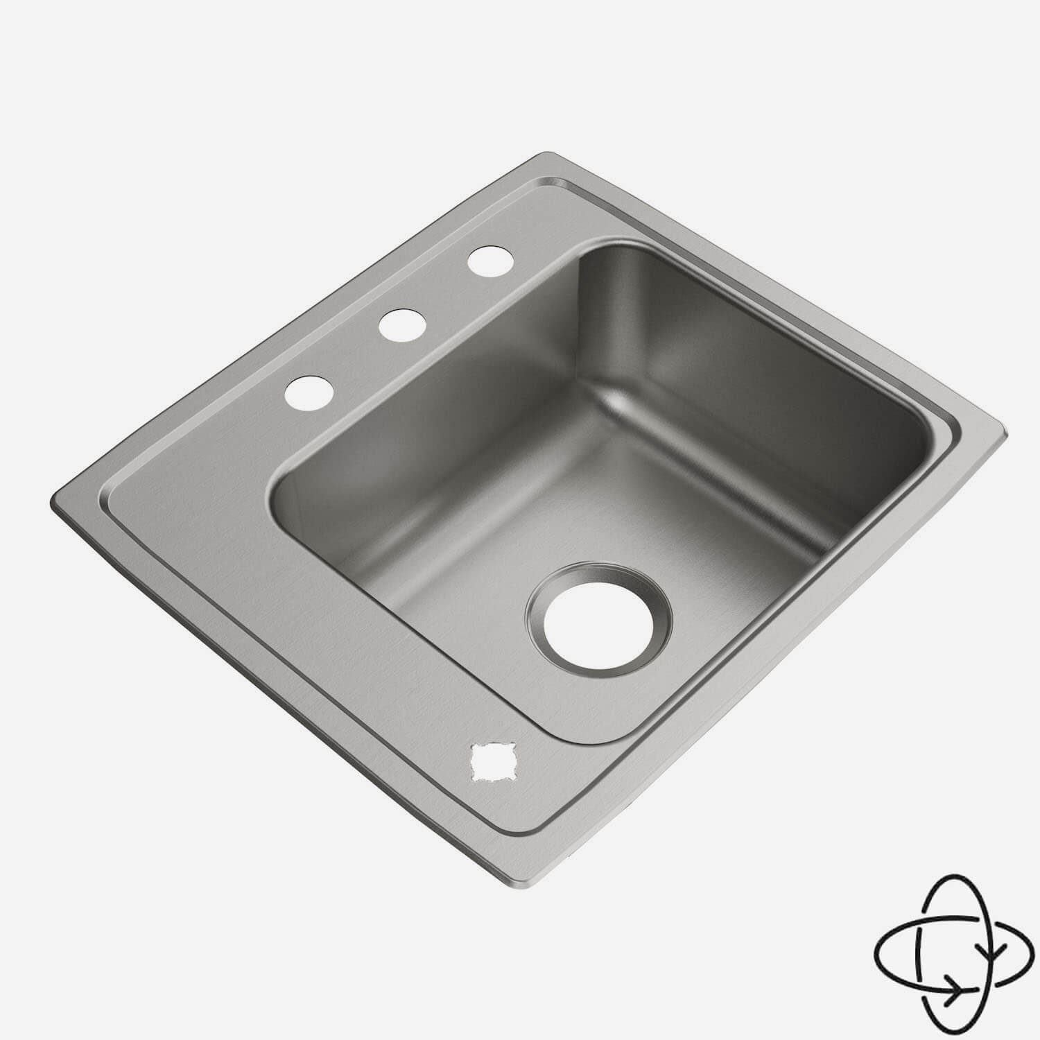 Acorn-Sinks® Stainless Steel Drop-In Classroom Sink, 22" x 20" (Back/Left Faucet Ledge)