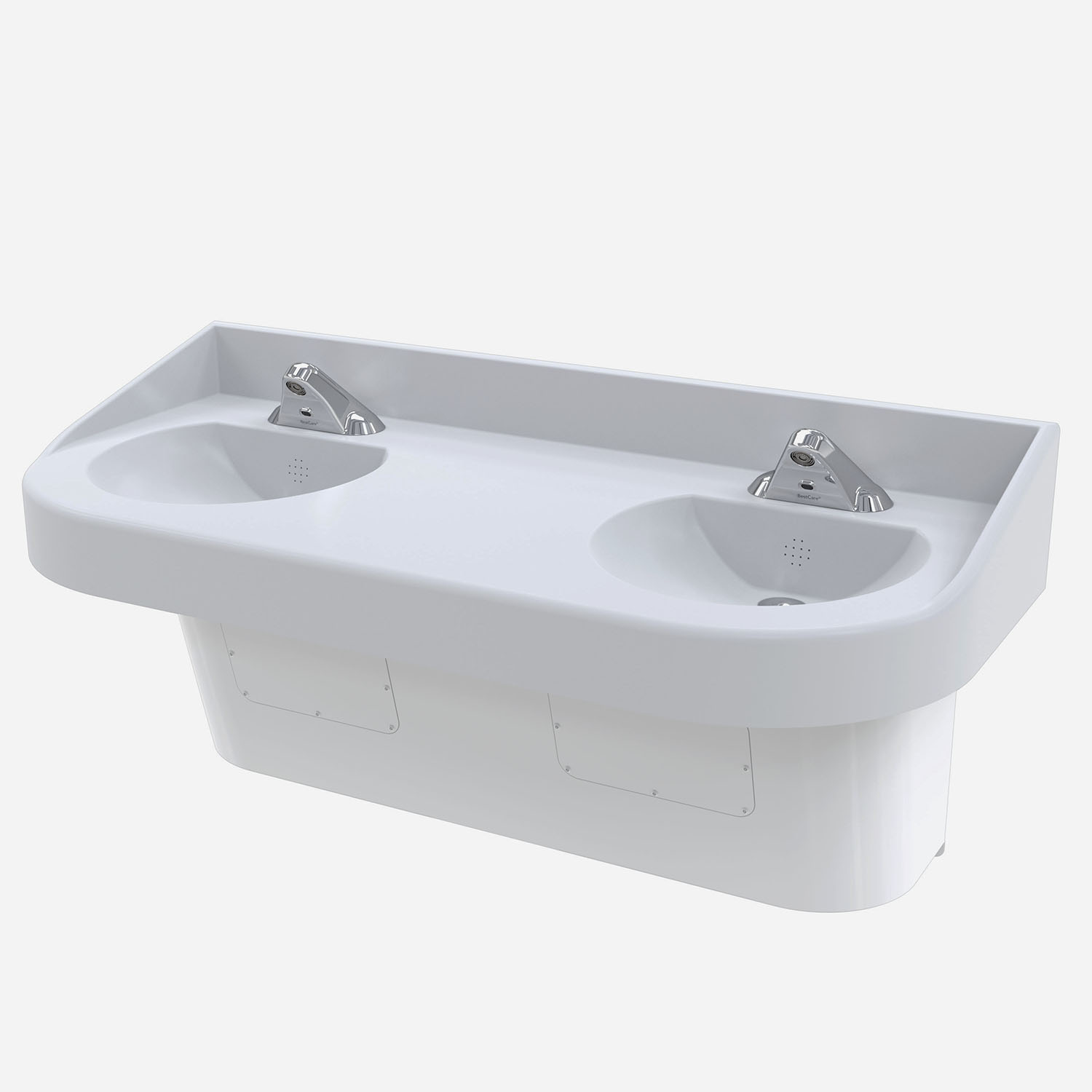 BestCare® Ligature-Resistant Corterra® Solid Surface Double Basin Vanity - ADA Compliant