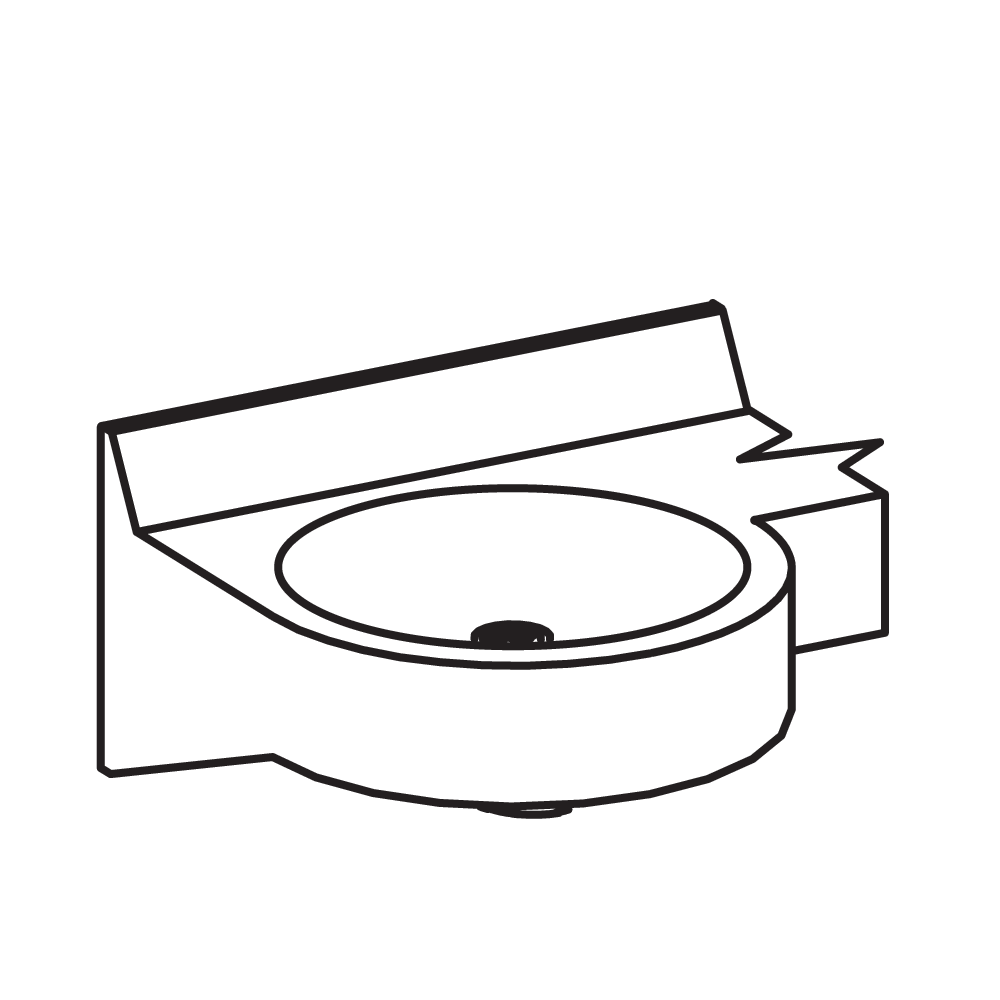 Deck with backsplash and round bowl