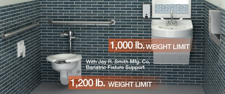 Bariatric Bathroom with Stainless Steel Sinks & Bariatric Toilets