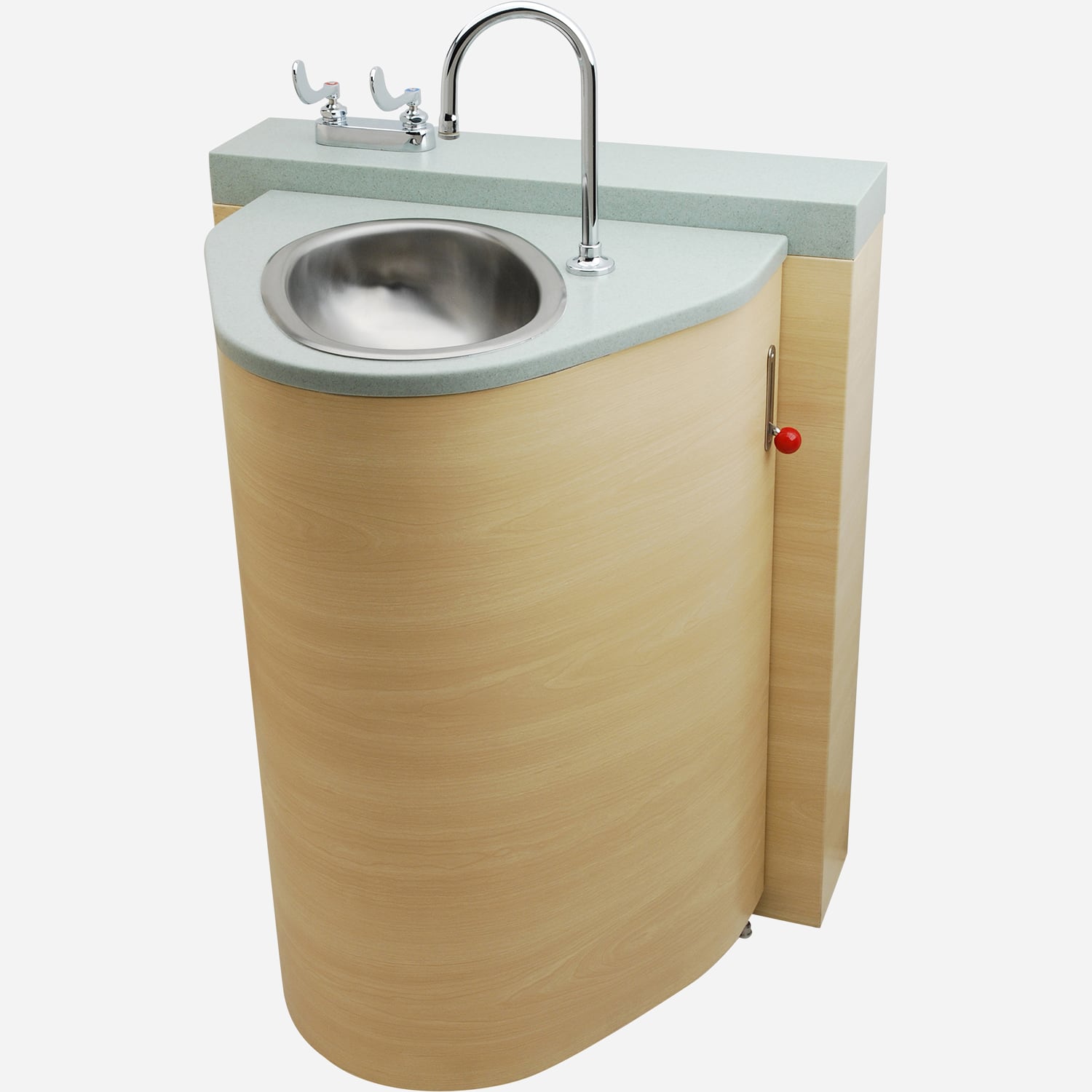 Back Waste Outlet, Fixed Toilet with Pivoting Oval Lavatory Cabinet