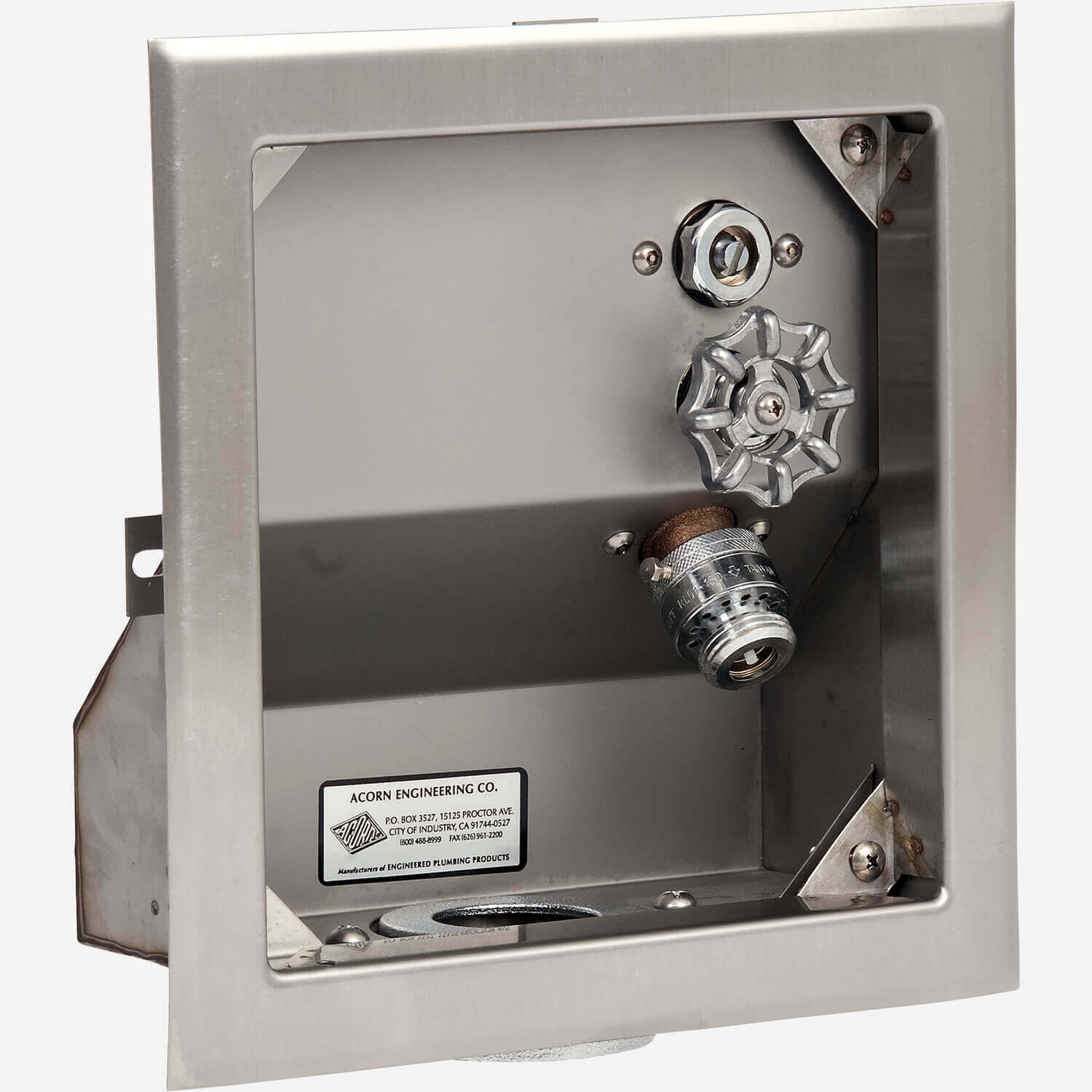 Single Temp Stainless Steel Hose Box with Waste Outlet and Vacuum Breaker