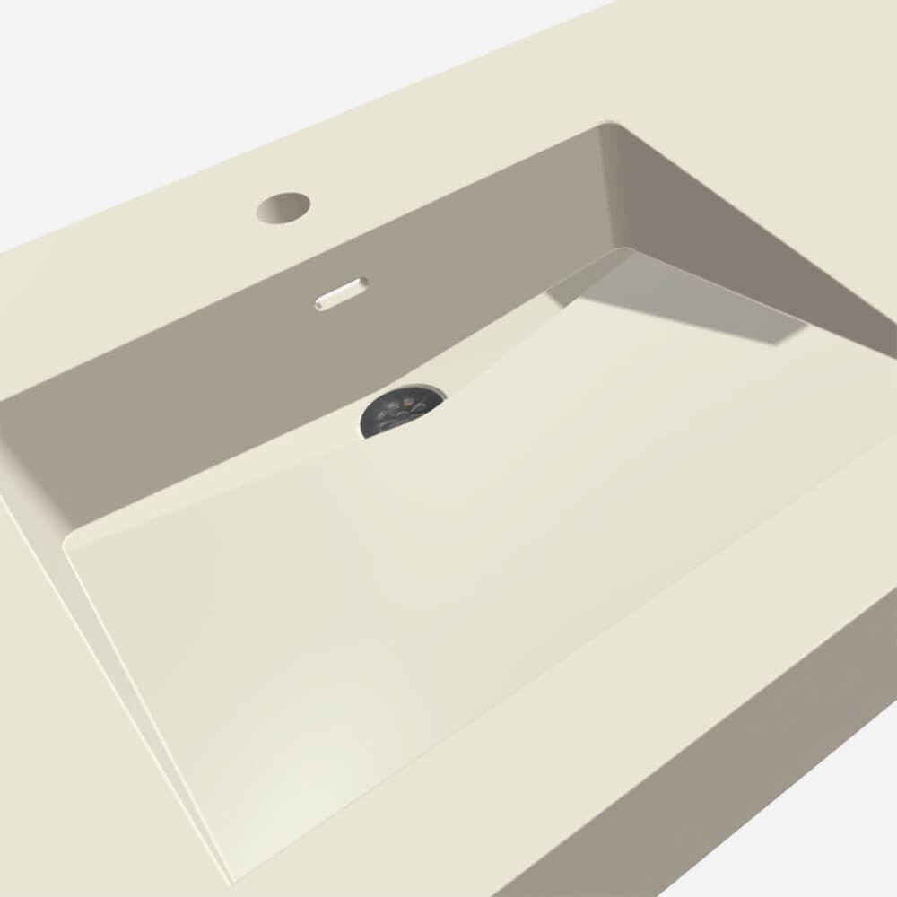 Option: Bowl Style - Rectangular Edge in Solid Surface Deck