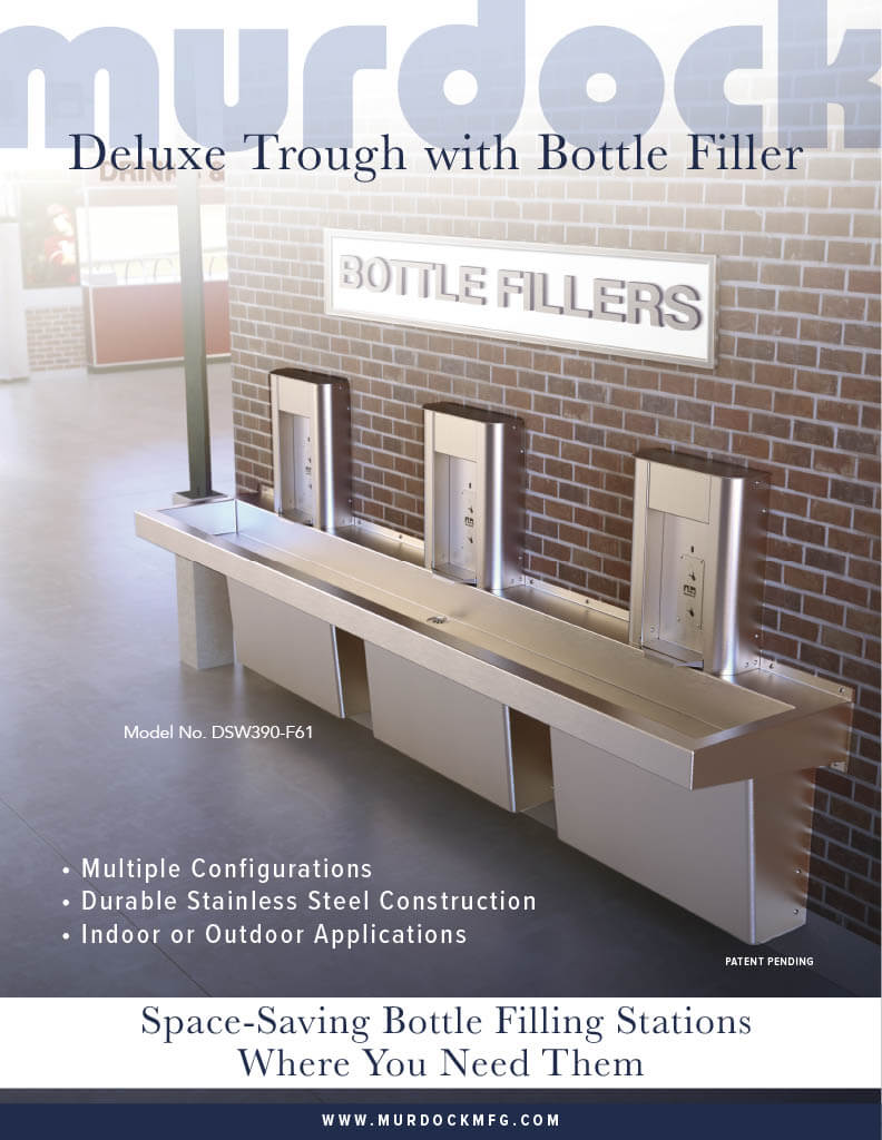 Murdock Deluxe Trough Sink with Water Bottle Filling Station